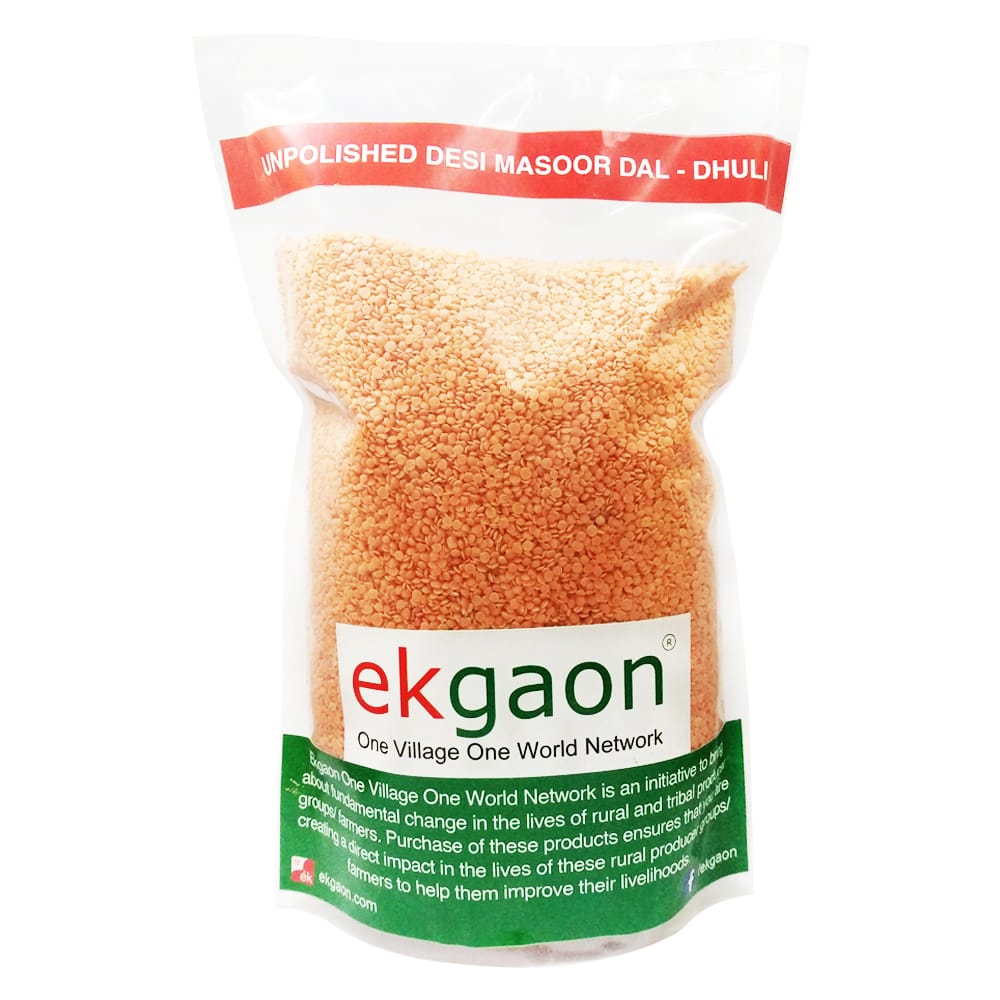 Unpolished Desi Masoor Dal - Dhuli (Washed & Split Red Gram) (1Kg)