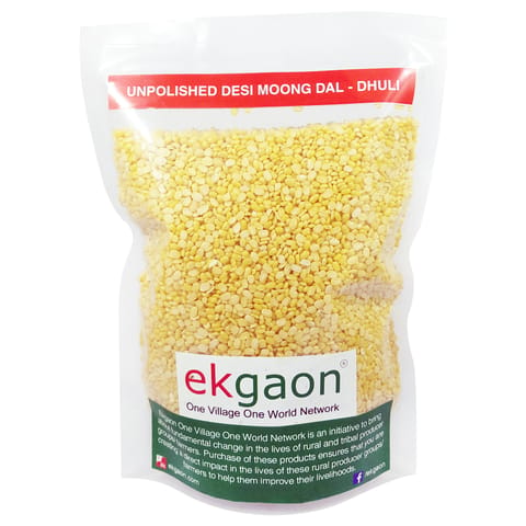 Unpolished Desi Moong Dal - Dhuli (Washed & Split Green Gram) (1Kg)