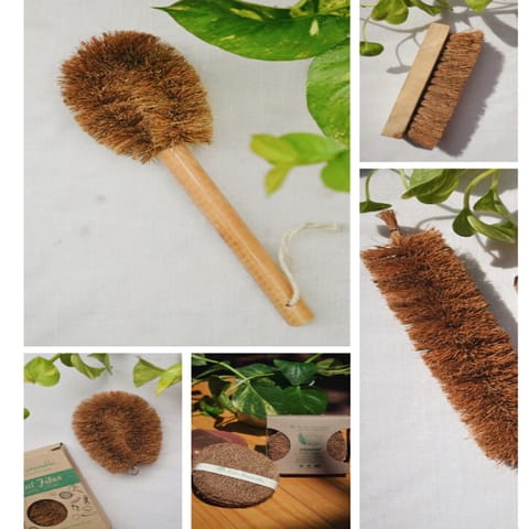 Coconut Fiber - Cleaning Kit (Pack of 5 Coir Brushes)