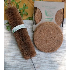 Coconut Fiber Coir Scrub (Pack of 5) with Bottler Cleaner