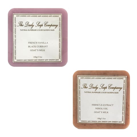 Anti Aging Collection Soap Combo - French Vanilla Black Currant Soap 100 gms & Hibiscus Neroli Soap 100 gms