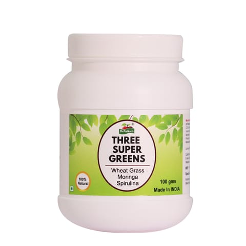 Three Super Greens (Moringa, Spirulina & Wheatgrass) 100 gms