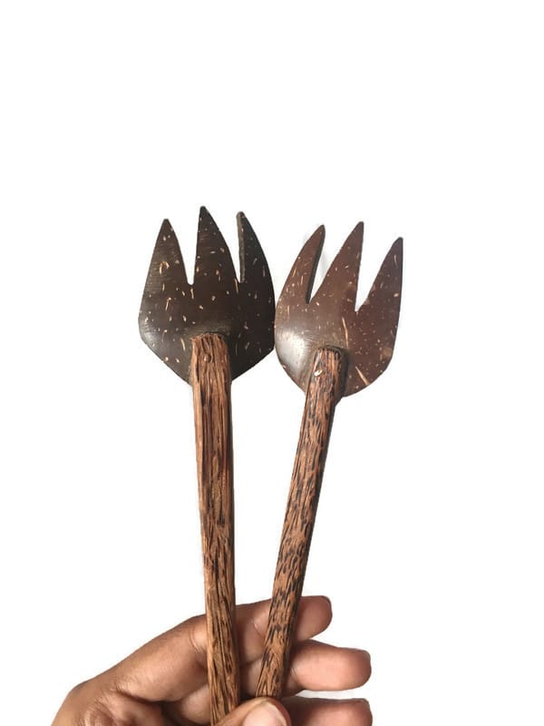 Coconut Shell Spoon & Fork (Set of 2) | Eco Friendly, Natural & Handmade