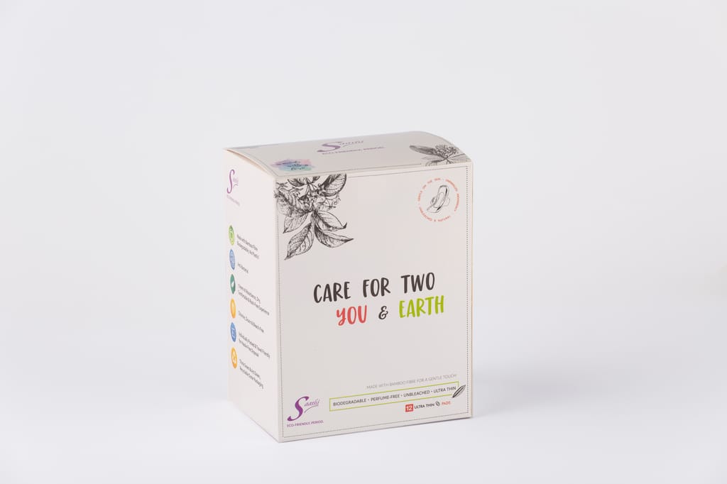 Saathi XL Bamboo Fiber Biodegradable Sanitary Pads- Pack of 12