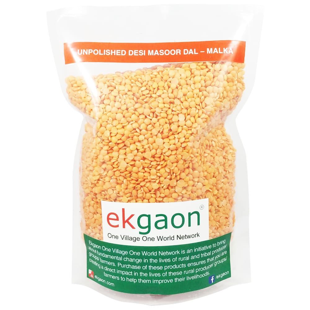 Unpolished Desi Masoor Dal - Malka (whole grain & washed Red Gram) (1Kg)