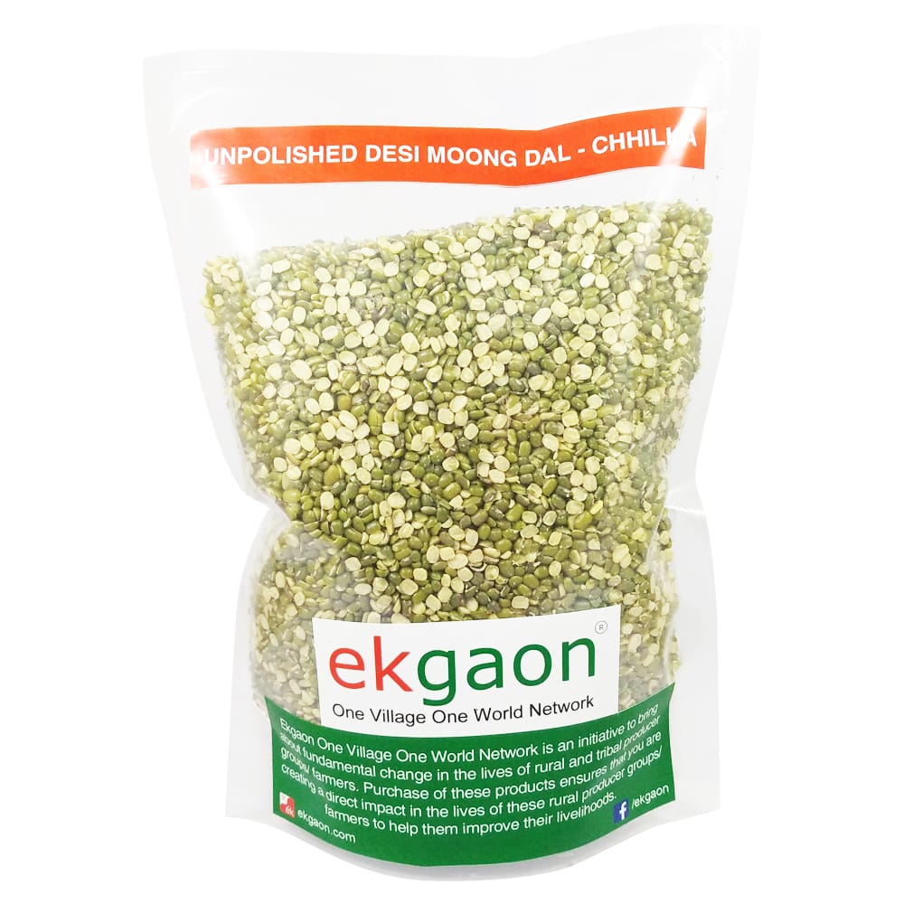 Unpolished Desi Moong Dal - Chhilka (Split with Skin Green Gram) (1Kg)