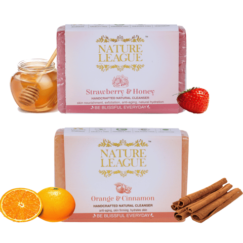 Strawberry & Honey with Orange & Cinnamon Soap Combo - Natural Handcrafted Soap, 210 gms