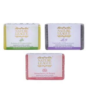 Lavender & Rosemary, Strawberry & Honey and Lemon & Peppermint Soap Combo - Natural Handcrafted Soap, 315 gms