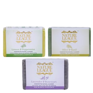 Lavender & Rosemary, Olive & Basil and Lemon & Peppermint Soap Combo - Natural Handcrafted Soap, 315 gms