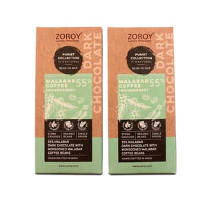 Monsooned Malabar Coffee, 55% Organic Dark chocolate - 116 gms, (Set of 2)