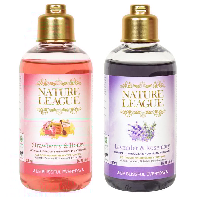 Lavender & Rosemary with Strawberry & Honey Ayurvedic Bodywash Combo Pack 200 ml