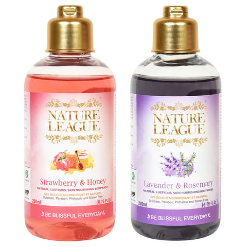 Lavender & Rosemary with Strawberry & Honey Ayurvedic Bodywash Combo Pack 200 ml