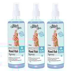Hand Rub Sanitizer Spray 120 ml - Pack of 3 - Unscented FDA Approved