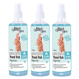 Hand Rub Sanitizer Spray 120 ml - Pack of 3 - Unscented FDA Approved