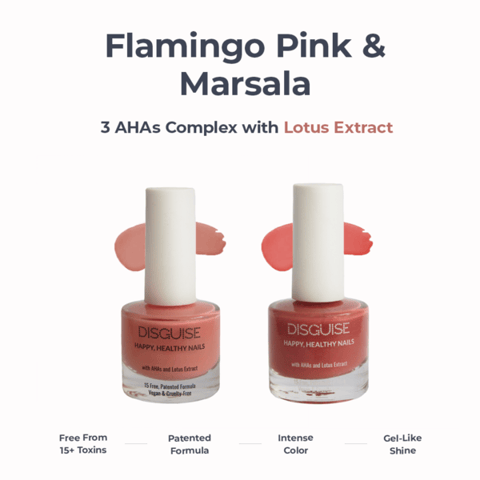 Nail Polish Flamingo Pink 111 with Marsala 110 Combo - 18 ml