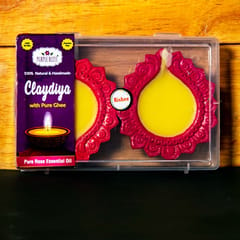 Pure Cow Ghee Clay Diyas Rose - BIG 2