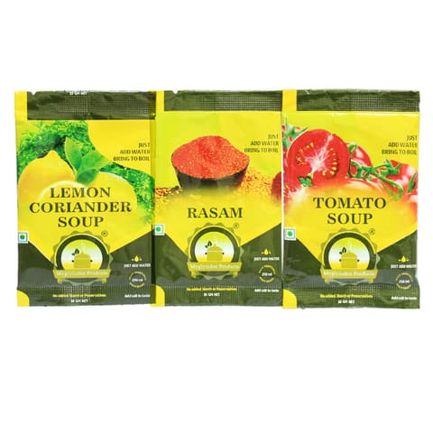 Tangy Soup Combo - Lemon Coriander, Rasam & Tomato (30 Sachets), 300 gms