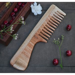 Neem Wood Hair Comb with Handle