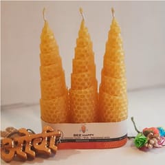 BEE Happy Pure Beeswax Hand-Rolled Tree Candle (Pack of 3) 105 gms