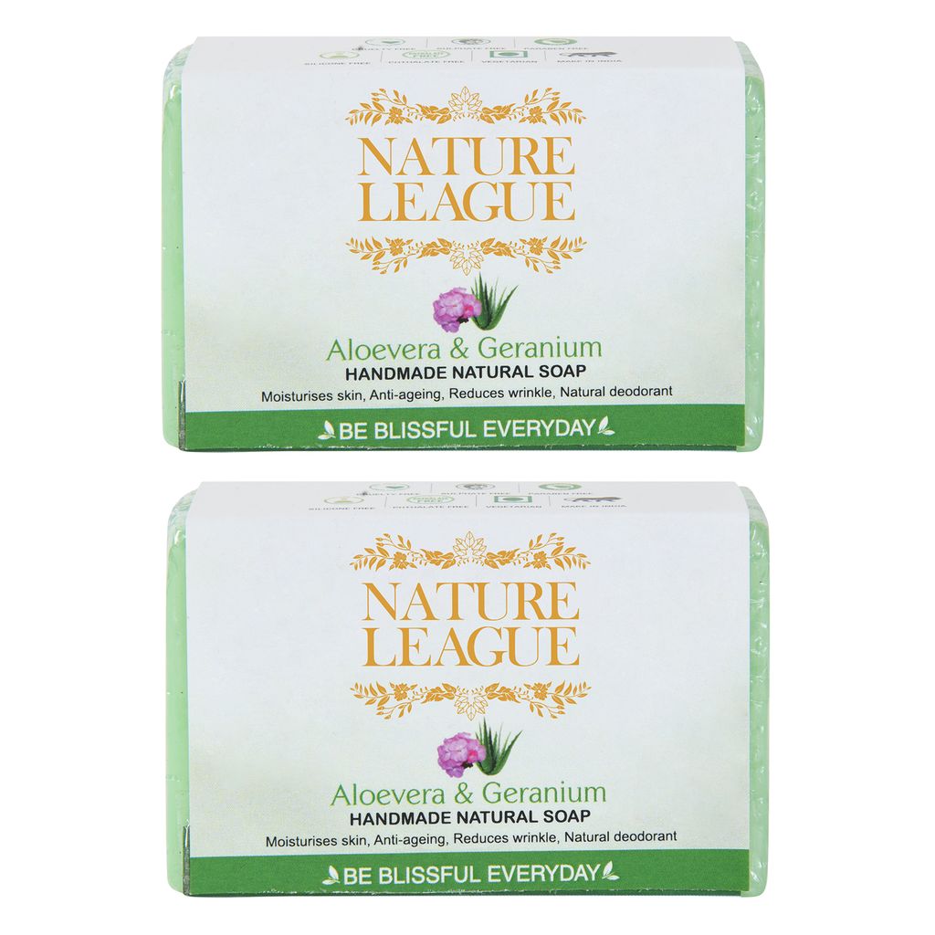 ALOEVERA & GERANIUM Natural Handmade Soap 100 gms (Pack of 2)