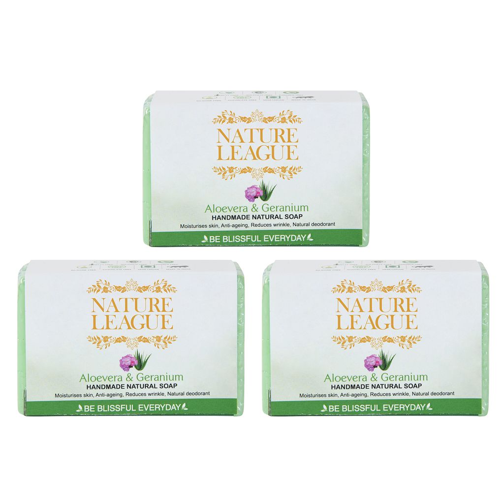 ALOEVERA & GERANIUM Natural Handmade Soap 100 gms (Pack of 3)