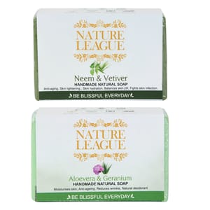 NEEM & VETIVER with ALOEVERA & GERANIUM Natural Handmade Soap Combo 100 gms