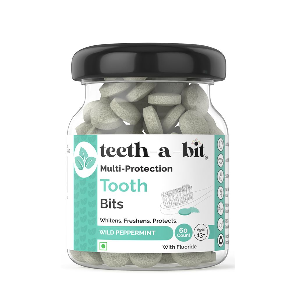 Wild Peppermint Toothbits (60 Count), Plant Based, Multi Protection