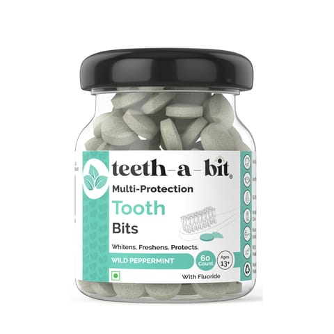 Wild Peppermint Toothbits (60 Count), Plant Based, Multi Protection