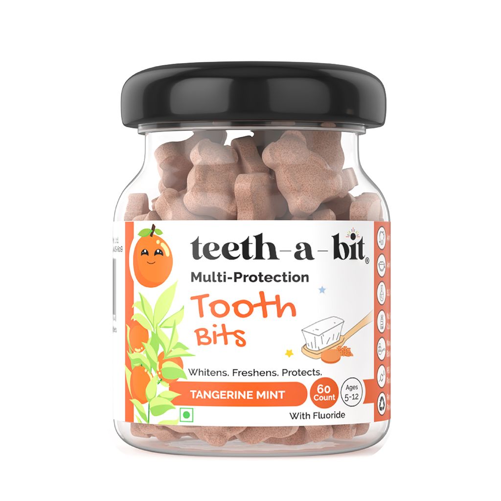 Tangerine Mint Toothbits for Kids, 5-12 yrs, (60 Count), Plant Based, Multi Protection