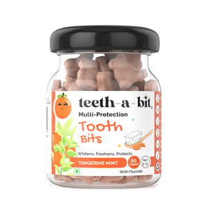 Tangerine Mint Toothbits for Kids, 5-12 yrs, (60 Count), Plant Based, Multi Protection