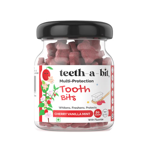 Cherry Vanilla Mint Toothbits for Kids, 5-12 yrs, (60 Count), Plant Based, Multi Protection