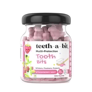 Strawberry Mint Toothbits for Kids, 5-12 yrs (60 Count), Plant Based, Multi Protection