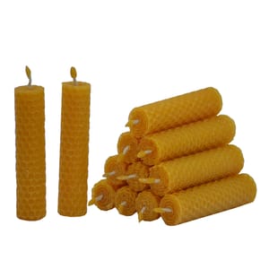 Birthday Decoration Small Pillar Candles, Yellow (Pack of 12)