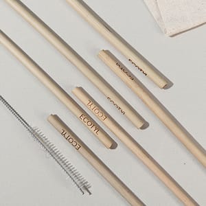 Bamboo Straw with Straw Cleaning Brush (Set of 6)