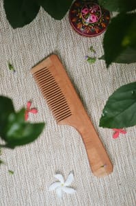 Neem Wood Hair Comb with Handle