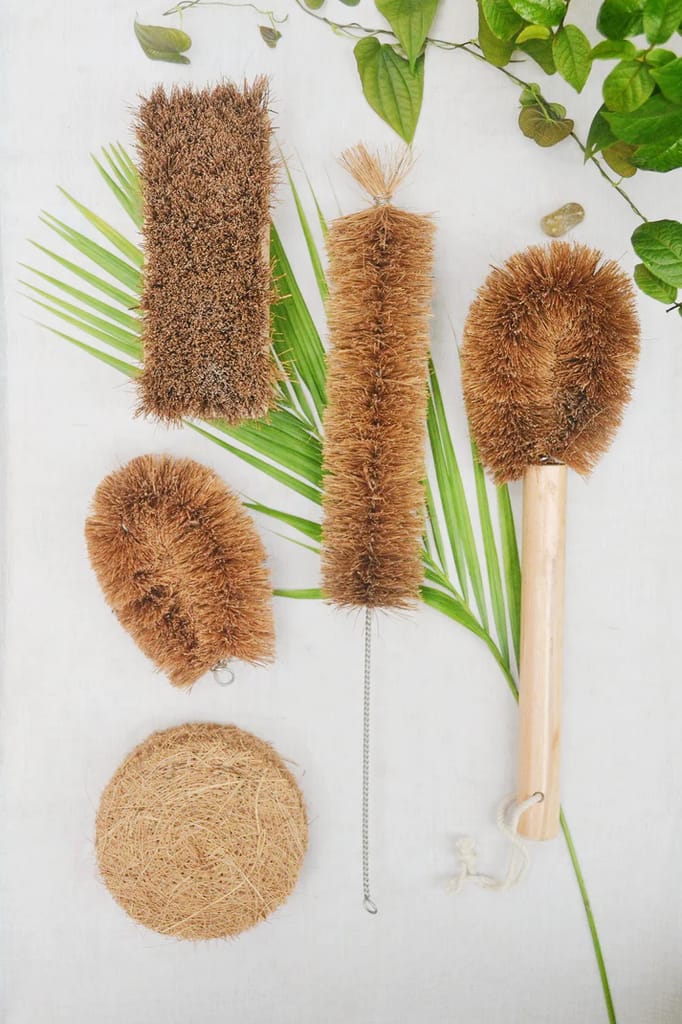 Coconut Fiber - Cleaning Kit (Pack of 5 Coir Brushes)