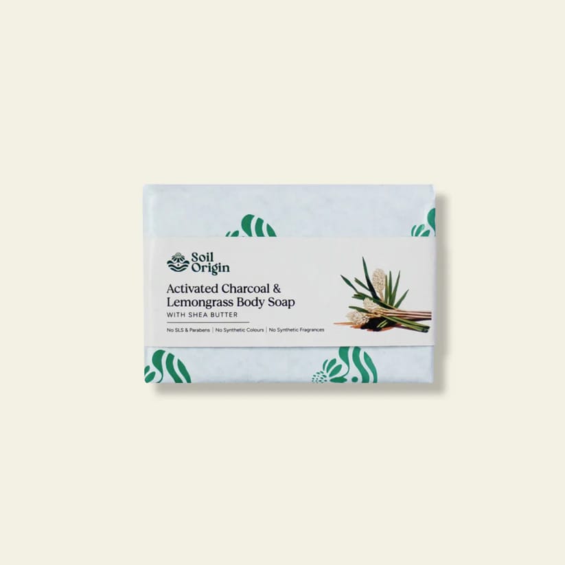 ⁠⁠Activated Charcoal & Lemongrass Body Soap With Shea Butter - 100 Gm