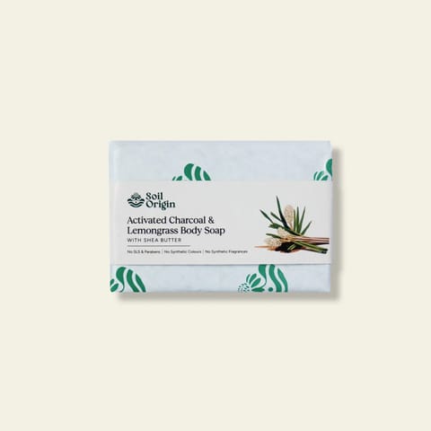 ⁠⁠Activated Charcoal & Lemongrass Body Soap With Shea Butter - 100 Gm