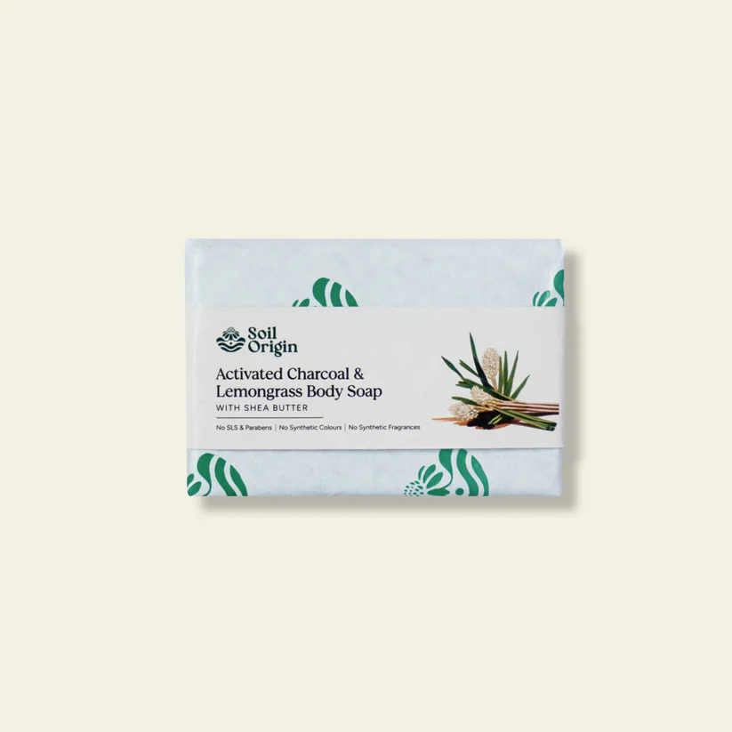 ⁠⁠Activated Charcoal & Lemongrass Body Soap With Shea Butter - 100 Gm