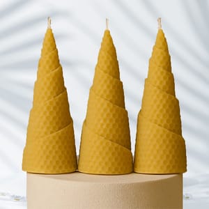 BEE Happy Pure Beeswax Hand-Rolled Tree Candle (Pack of 3) 105 gms
