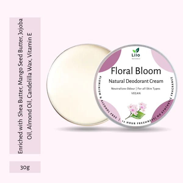 Natural Deodorant Cream | Floral Bloom | Enriched with Shea Butter, Mango Butter, Jojoba & Almond Oil