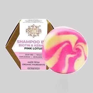 Pink Lotus (Biotin & Keratin) Shampoo Bar | Long Hairs, 80 gms