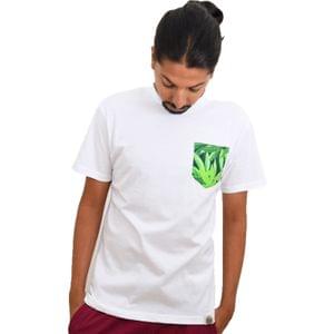 White Cannabis Printed Pocket Eco-Friendly Men's T-shirt