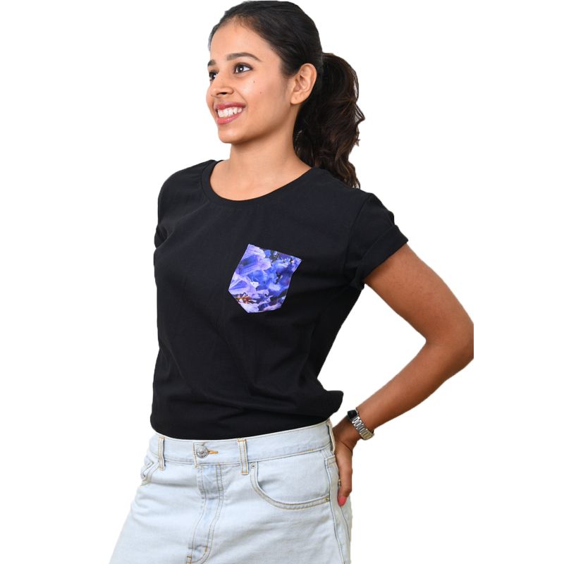 Black Jacaranda Printed Pocket T-shirt