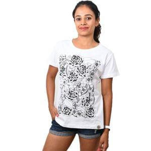 White Floral Printed Women's T-shirt