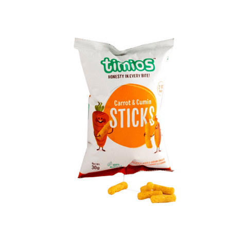 Sticks Carrot and Cumin Kids Snacks - Pack of 12