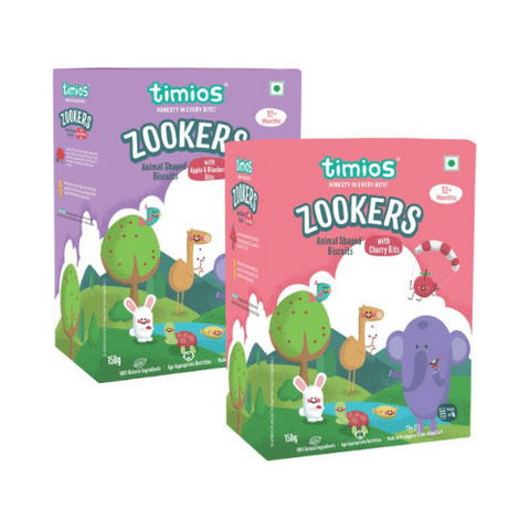 Zookers Mix Flavours with Apple & Blueberry And Cherry Bits  - Pack of 2