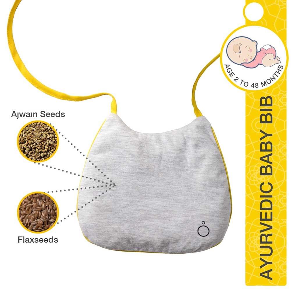 Baby Bib Compress - Whole Flaxseeds & Ajwain Bib for Cold/Colic Relief