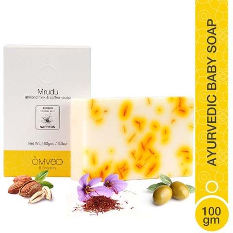 Mrudu Almond Milk and Saffron Ayurvedic Baby Soap, 100g