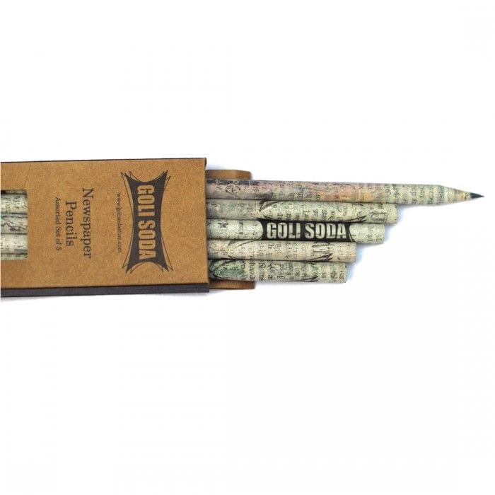 Upcycled Plain Newspaper Pencils - Set of 5